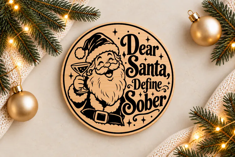 Dear Santa Define Sober Laser Cut