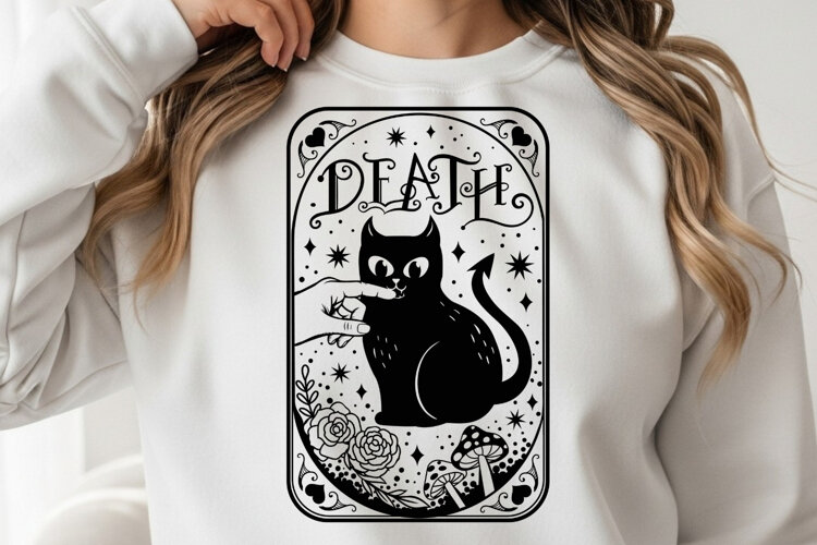 Death Cat Tarot Card - SVG example image 1