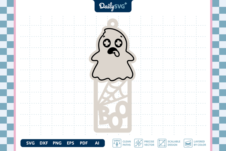 Cute Ghost Bookmark SVG Halloween Spooky Cut File