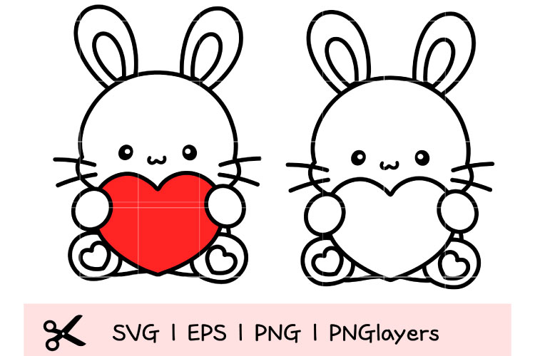 Cute Bunny Heart SVG Bundle | Valentines Day Crafts