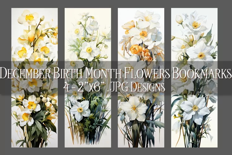 Floral Bookmark, Decenber Bookmark, Narcissus Bookmarks s1