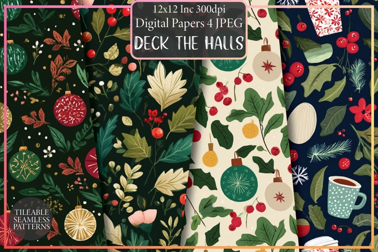 Deck the Halls Christmas Pattern Paper