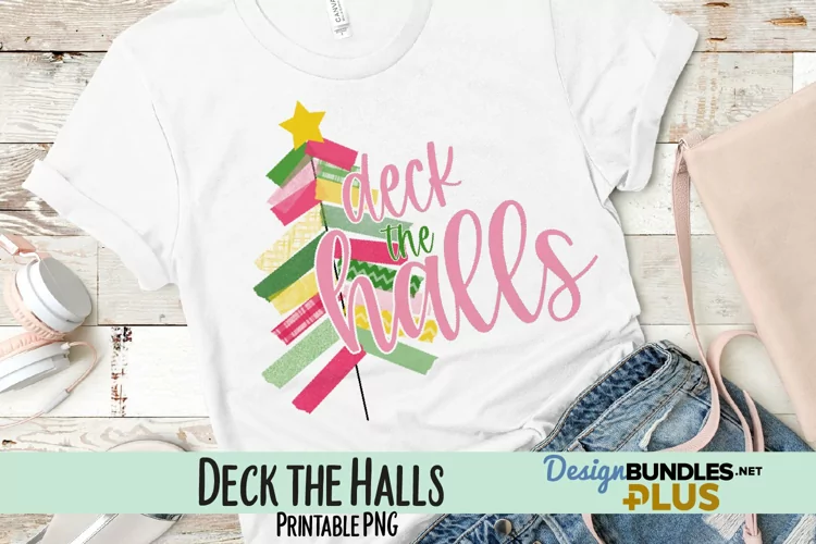 Deck the Halls Christmas Washi Tape Sublimation PNG