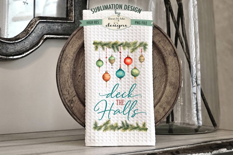 Deck The Halls Garland | Kitchen Towel Sublimation Design example image 1