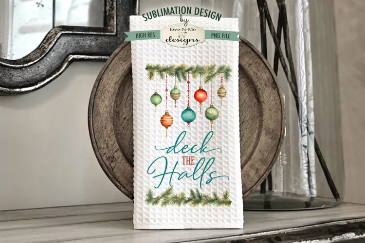 Deck The Halls Garland | Kitchen Towel Sublimation Design
