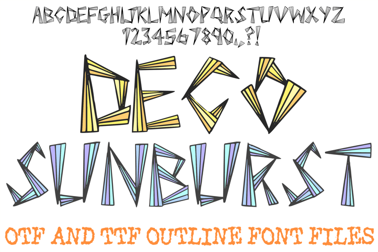 Deco Sunburst Alphabet Lettering Font Origami ABC OTF