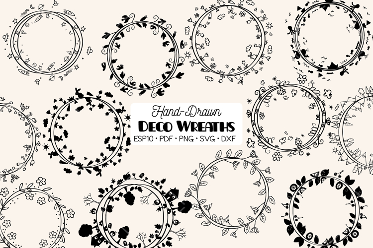 Deco Wreaths | Hand-Drawn 4 Seasons Frames Calendar