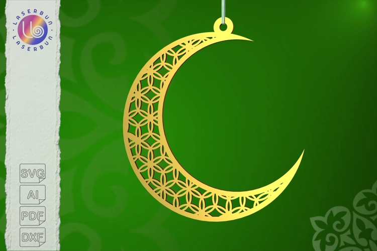 Ramadan Crescent Moon SVG Islamic Laser Cut Hanging