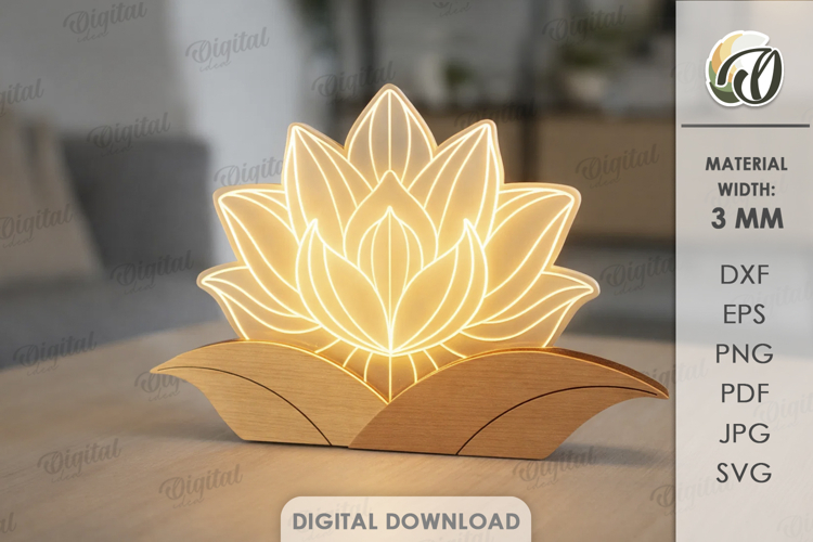 3D Decorative Acrylic Led Lamp Laser Cut. Night Lamp SVG