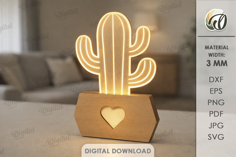 Decorative Acrylic And Wood Lamp Laser Cut. Night Lamp SVG