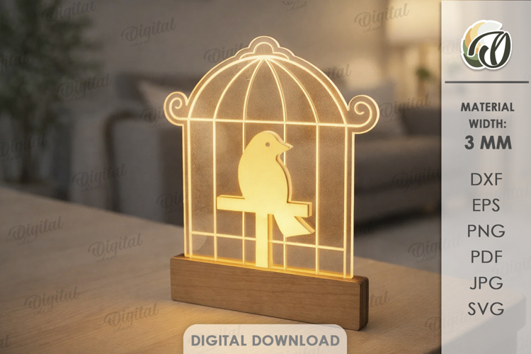 3D Decorative Acrylic Led Lamp Laser Cut. Night Lamp SVG