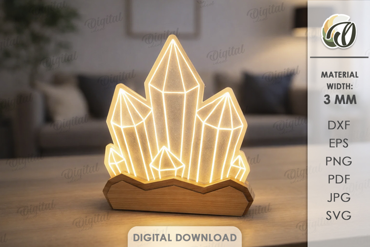 3D Decorative Acrylic Led Lamp Laser Cut. Night Lamp SVG