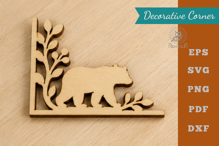 Decorative Bear Lasercut Corner SVG