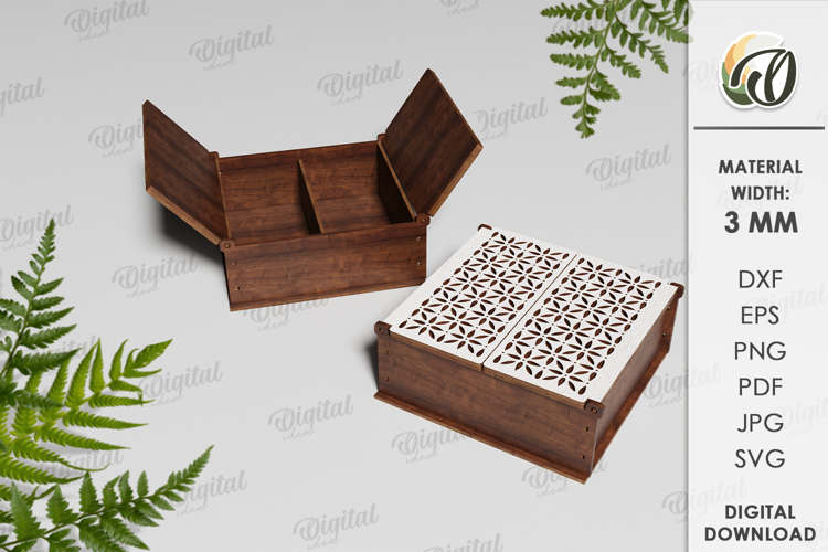 Wooden Decorative Box Lasercut . Storage Box With Dividers