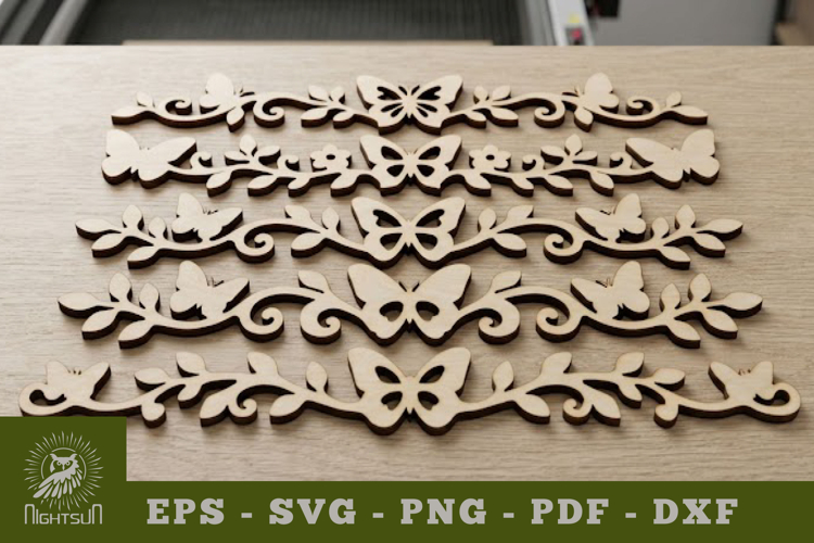 Decorative Butterfly Border Silhouette SVG