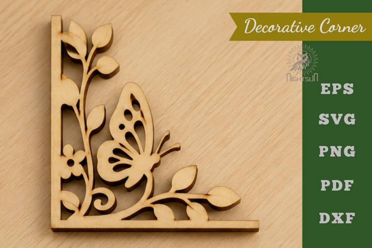 Decorative Butterfly Lasercut Corner SVG