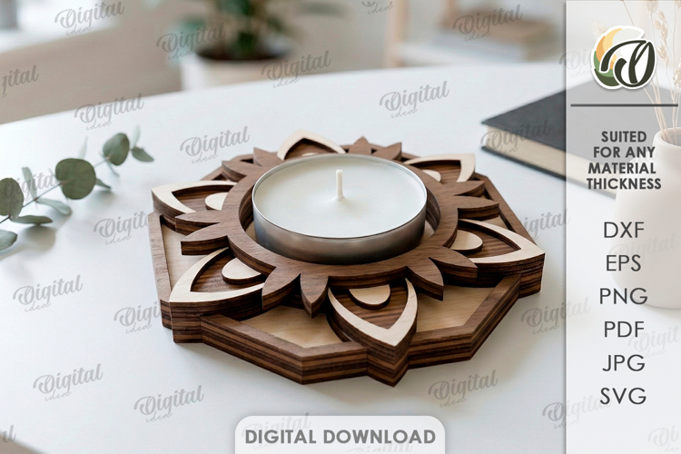 Decorative Candle Holder Laser Cut. Tealight Holder SVG