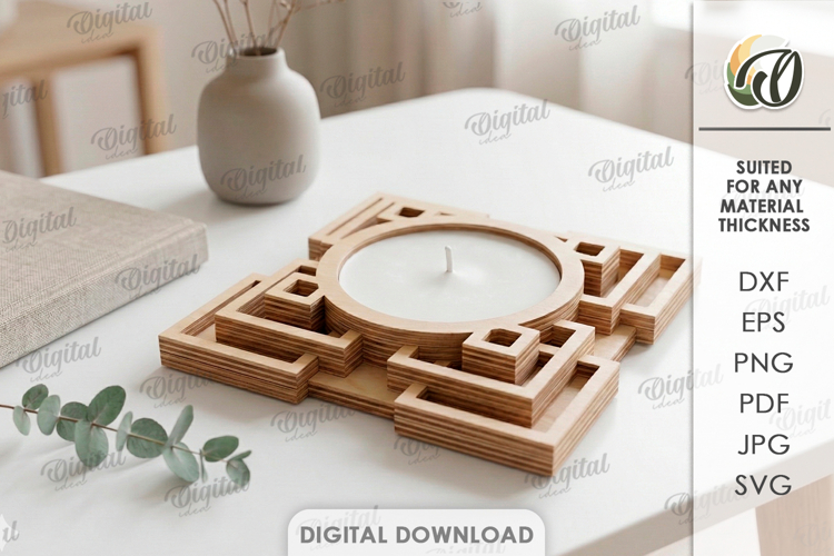 Decorative Candle Holder Laser Cut. Tealight Holder SVG