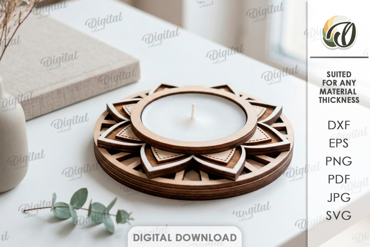 Decorative Candle Holder Laser Cut. Tealight Holder SVG