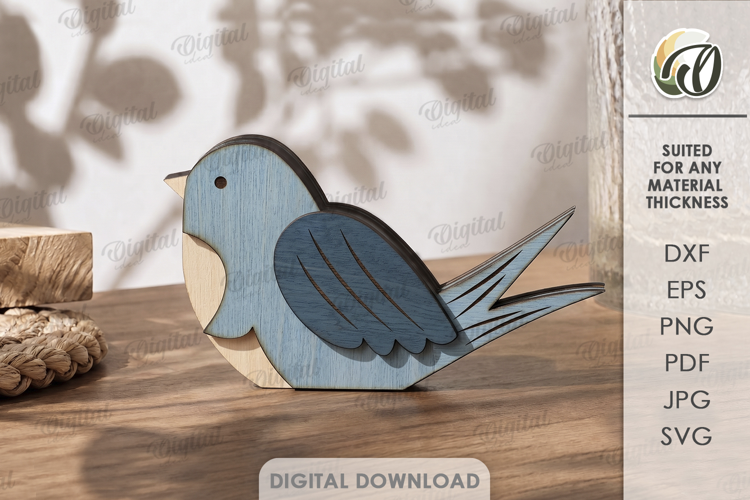 Decorative Bird Stand Laser Cut. Home Shelf Sitter Decor