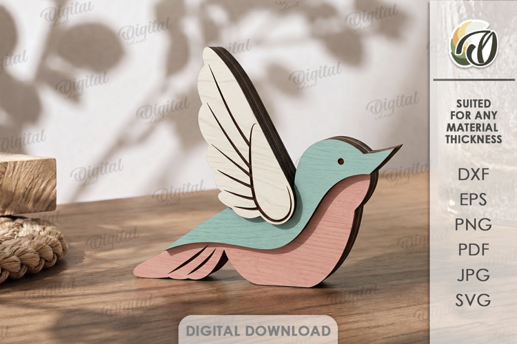 Decorative Hummingbird Stand Laser Cut. Home Shelf Sitter