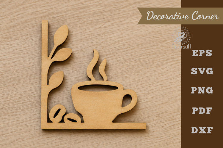Decorative Coffee Lasercut Corner SVG