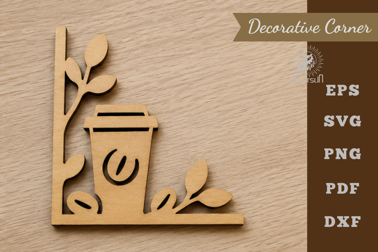 Decorative Coffee Lasercut Corner SVG