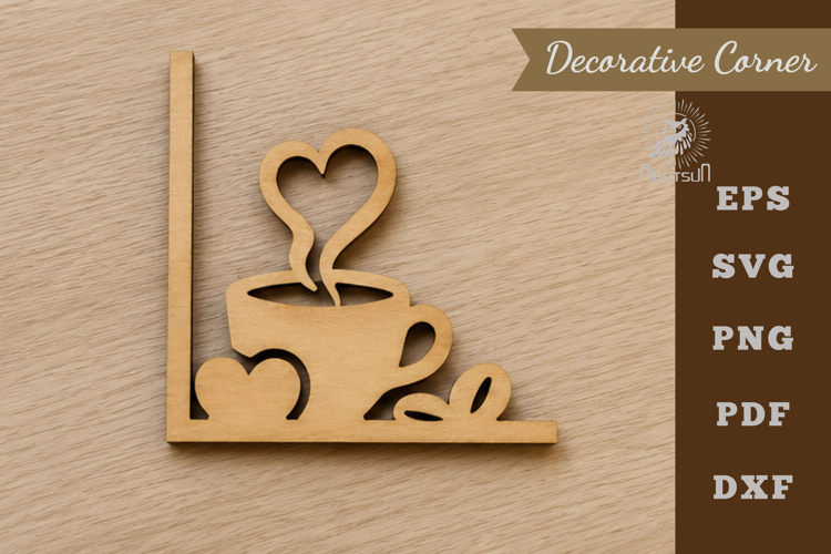 Decorative Coffee Lasercut Corner SVG