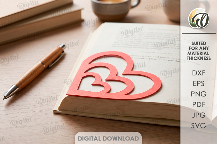 Heart Corner Bookmark Paper Cut. Corner Bookmark SVG
