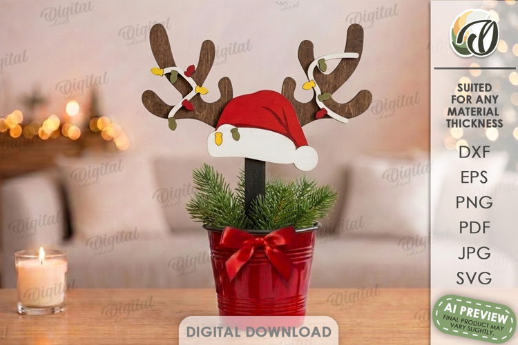 Reindeer Antler Plant Stake Laser Cut. Christmas SVG