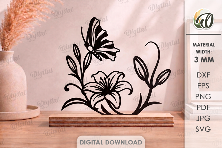Floral Stand Decor Laser Cut. Standing Home Decor SVG