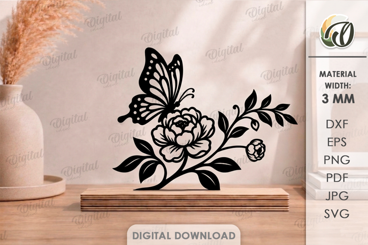 Floral Stand Decor Laser Cut. Standing Home Decor SVG