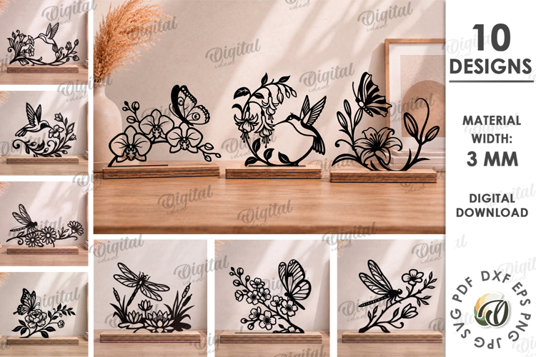 Floral Stand Decors Budle Laser Cut. Standing Home Decor SVG