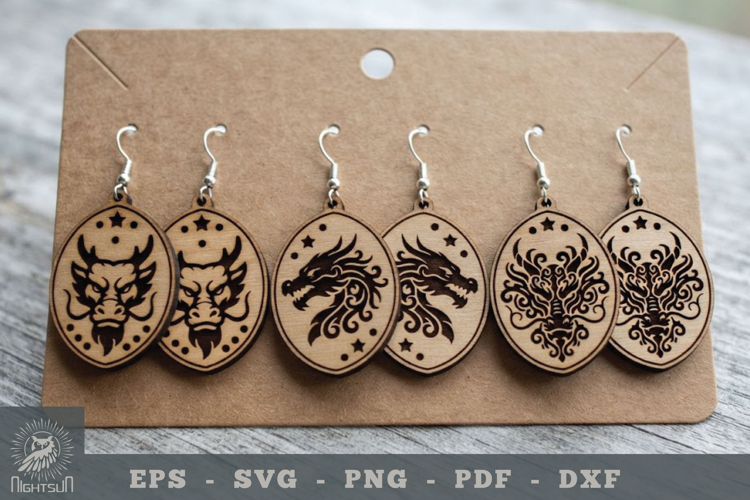 Decorative Dragon Lasercut Earrings