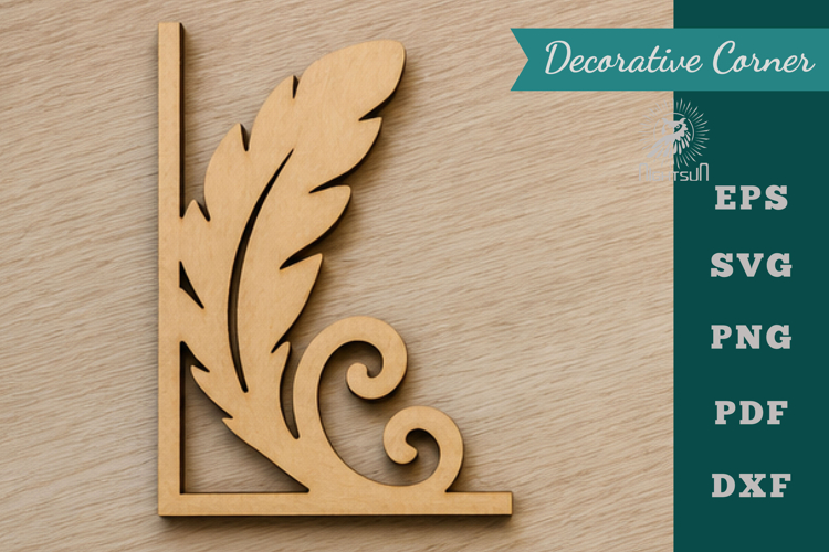 Decorative Feather Lasercut Corner SVG