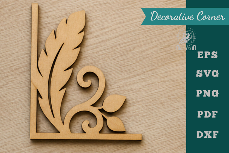 Decorative Feather Lasercut Corner SVG