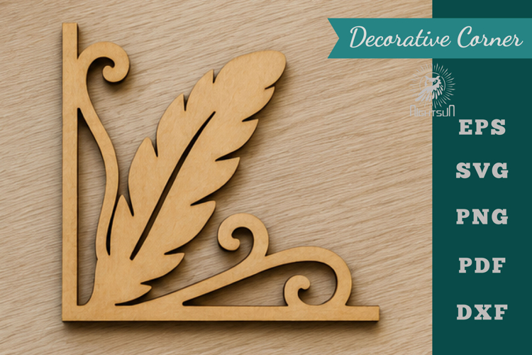Decorative Feather Lasercut Corner SVG