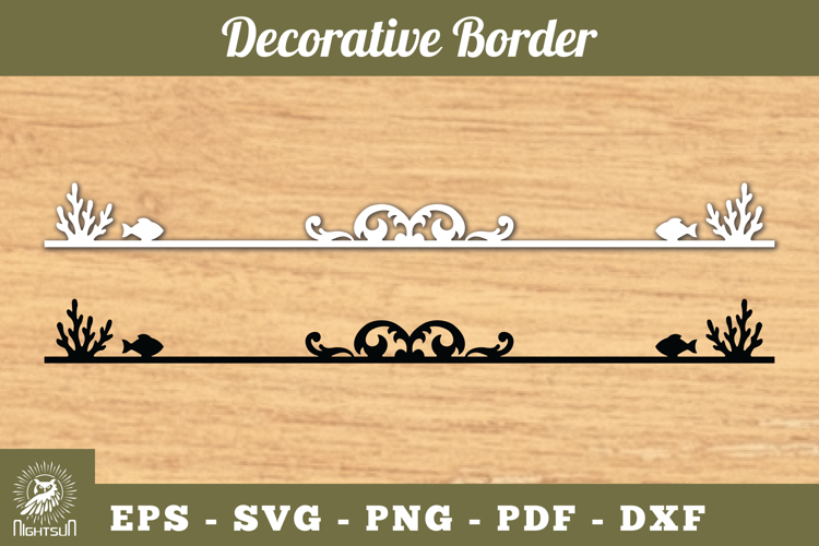 Decorative Fish Border SVG example image 1