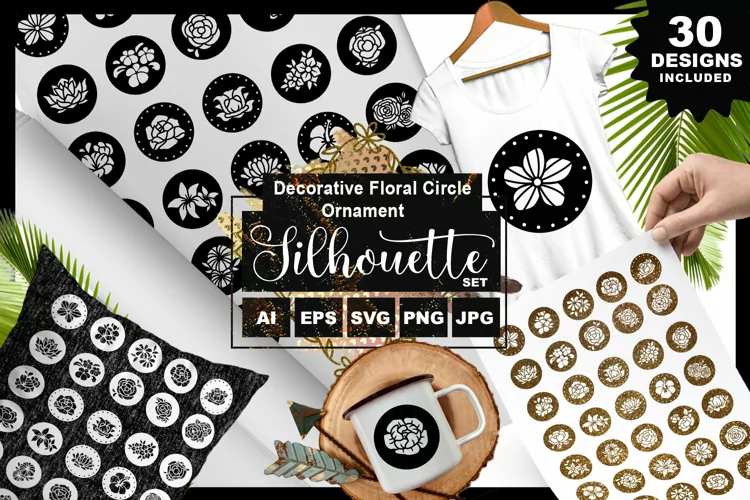 Decorative Floral Circle Ornament Silhouette Pack