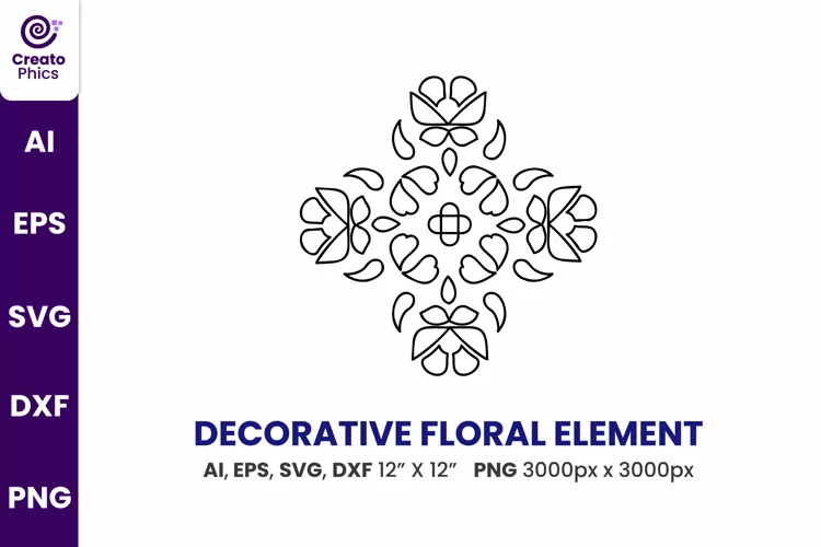 Decorative floral element vector svg clipart 3