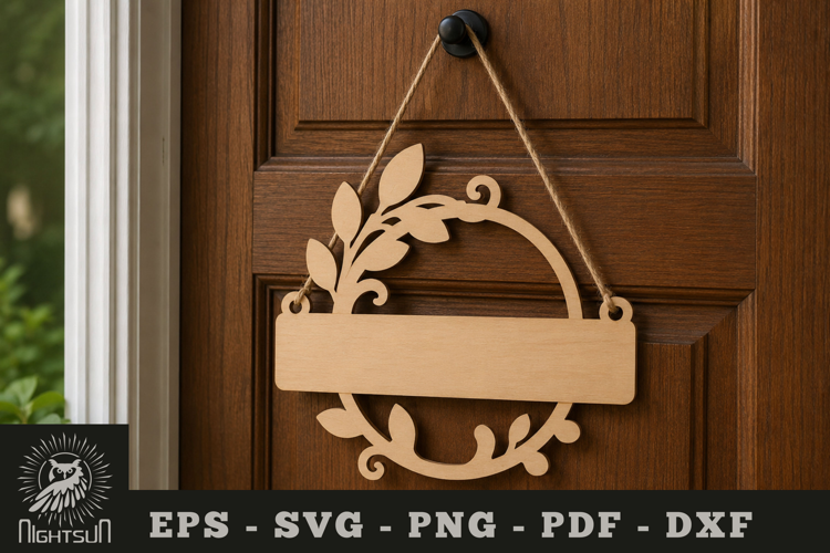 Decorative Floral Lasercut Door Sign SVG