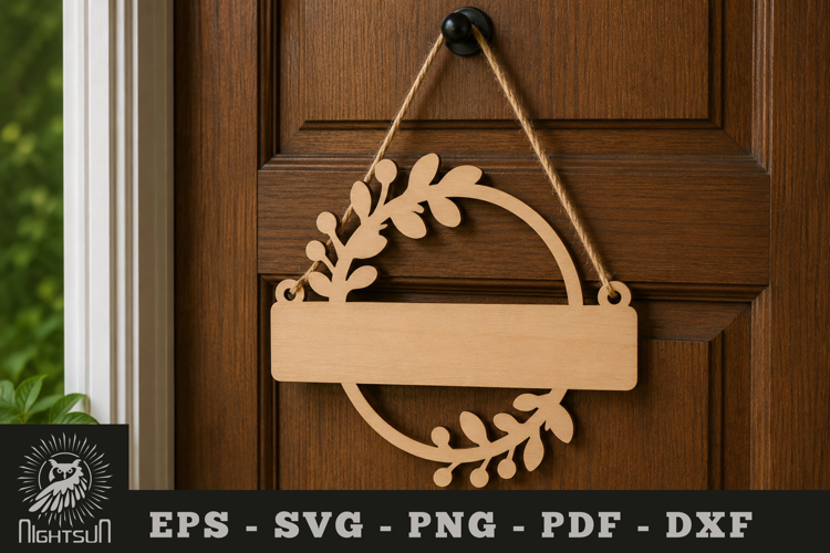 Decorative Floral Lasercut Door Sign SVG