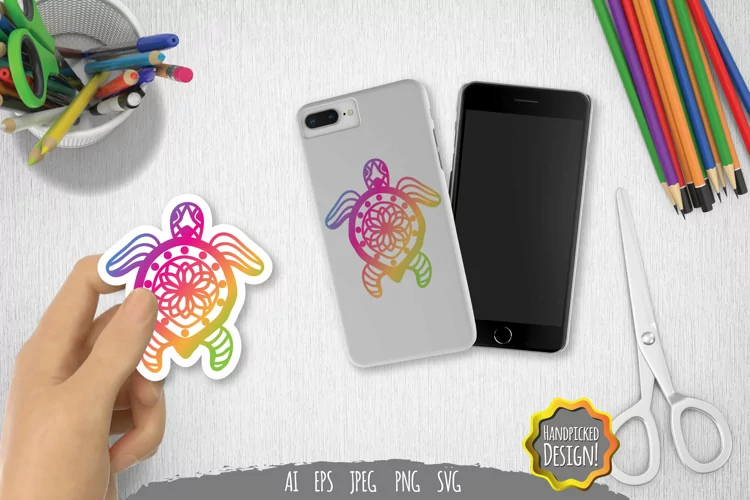 Turtle with Gradient Color PNG Sticker