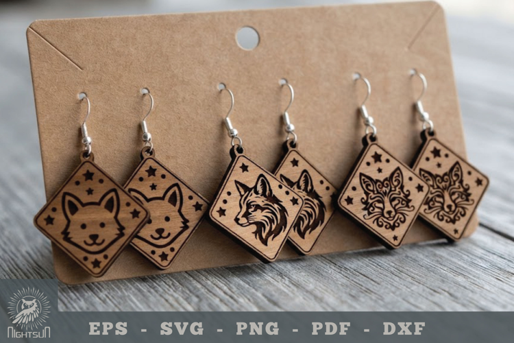 Decorative Fox Lasercut Earrings