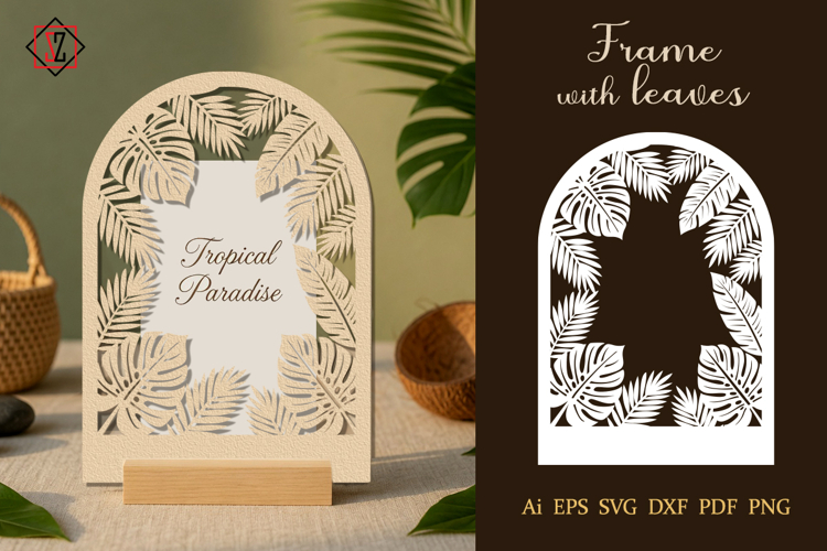 A frame with leaves. Cut the file