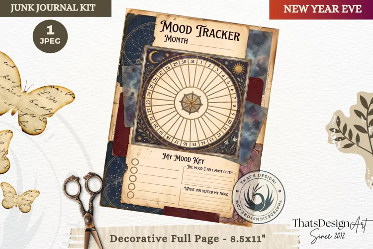 Vintage New Year Junk Journal planning Page for scrapbooking