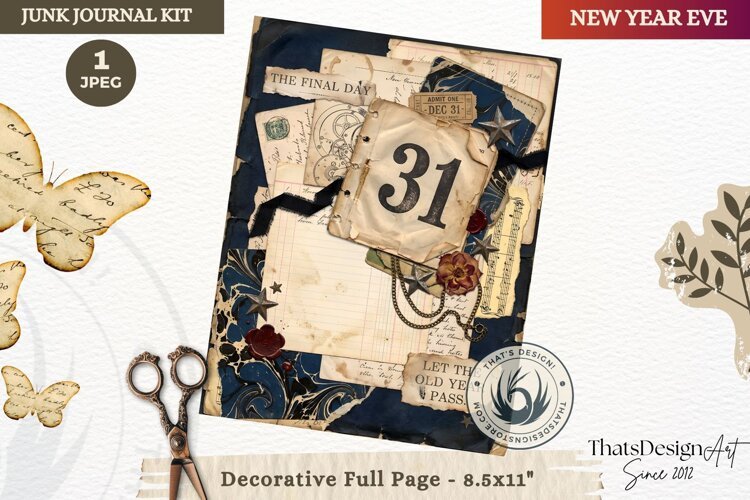 Vintage New Year Junk Journal useful Page for scrapbooking example image 1