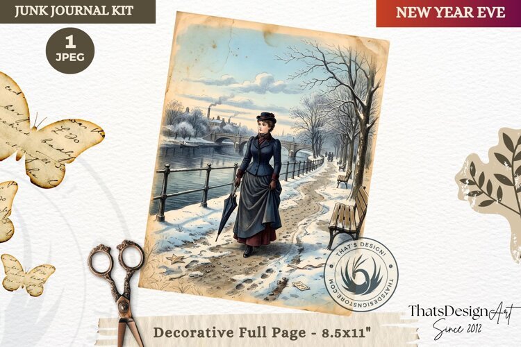 Vintage New Year Junk Journal useful Page for scrapbooking example image 1