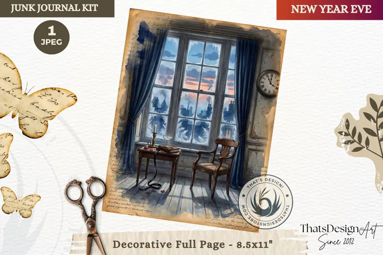 Vintage New Year Junk Journal useful Page for scrapbooking