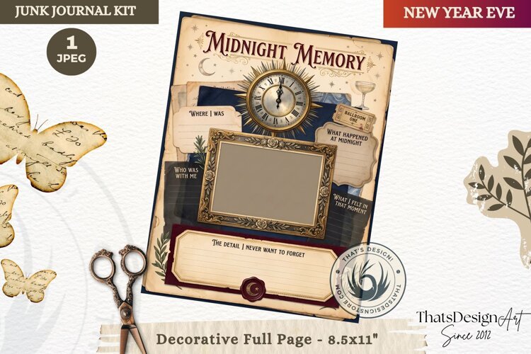 Vintage New Year Junk Journal planning Page for scrapbooking example image 1